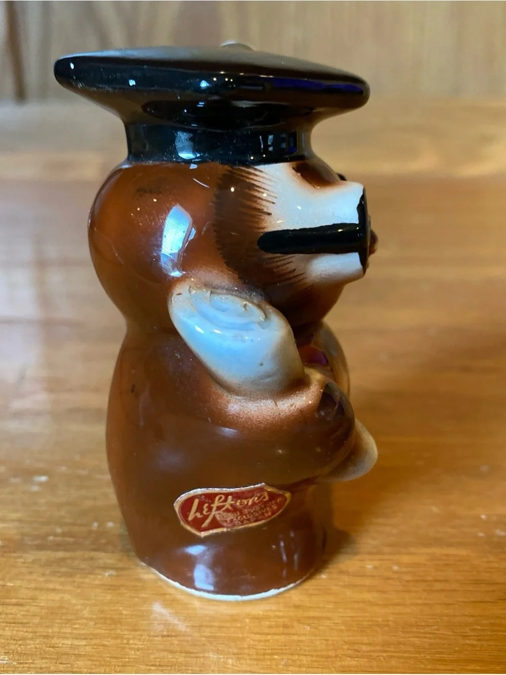 Vintage LEFTON Owl Salt Shaker Scholar Rhinestone Eyes 1956 Graduate Diploma